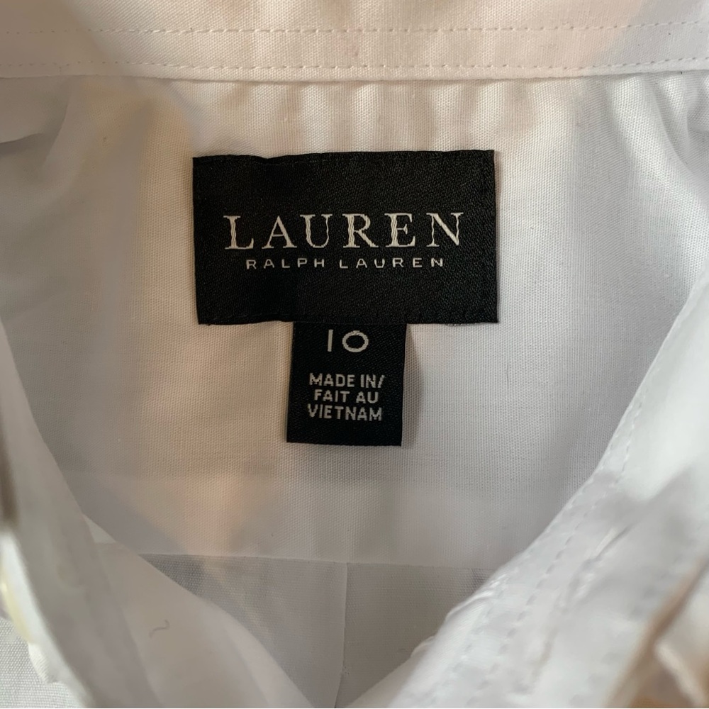 Lauren Ralph Lauren Boy's 10 White Cotton Oxford Solid Dress Shirt NWOT - Picture 7 of 10